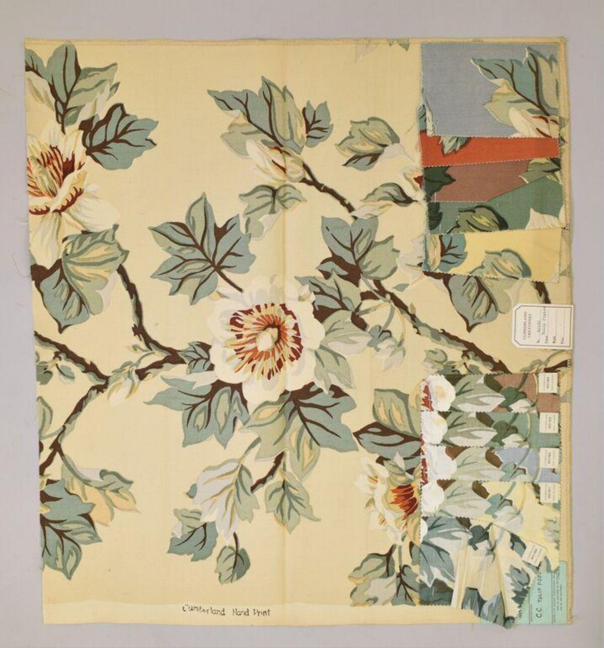 Vintage Floral Hand Print Fabric Sample