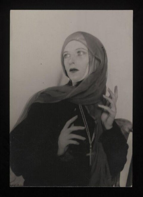Vintage Portrait of Woman with Headscarf