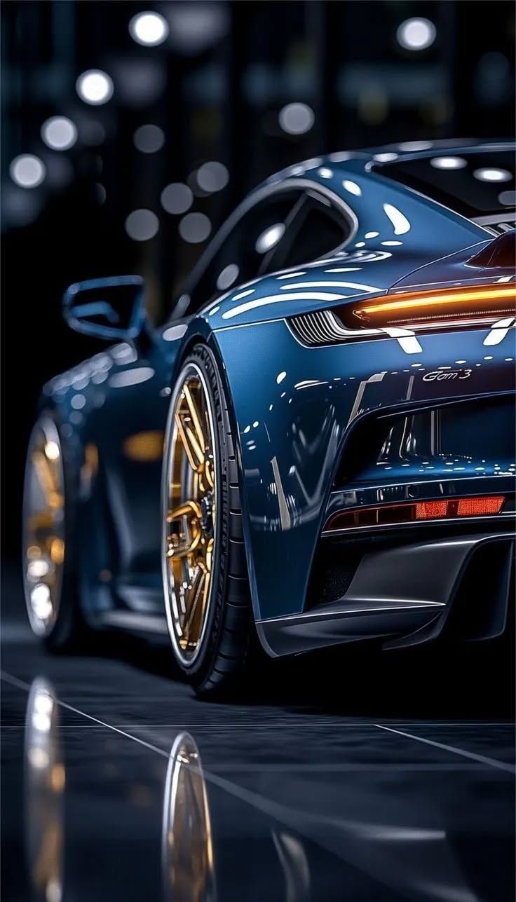 Blue Sports Car Rear View — Cars