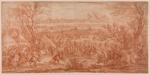 Cavalry Encampment Red Chalk Drawing