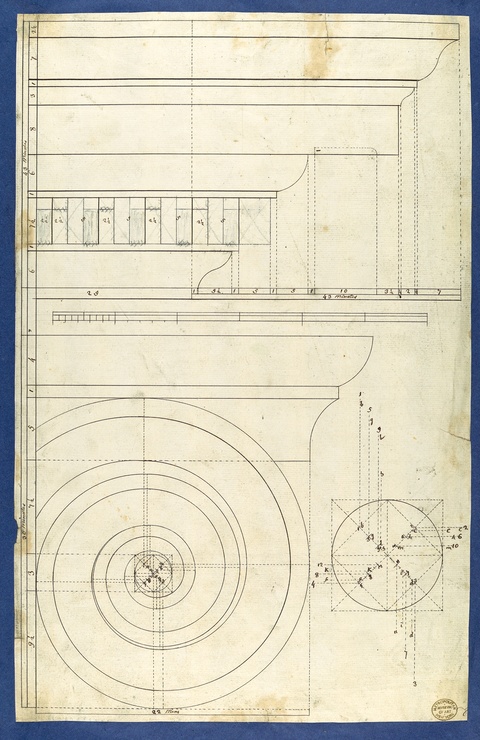 Antique Architectural Column Detail Drawing
