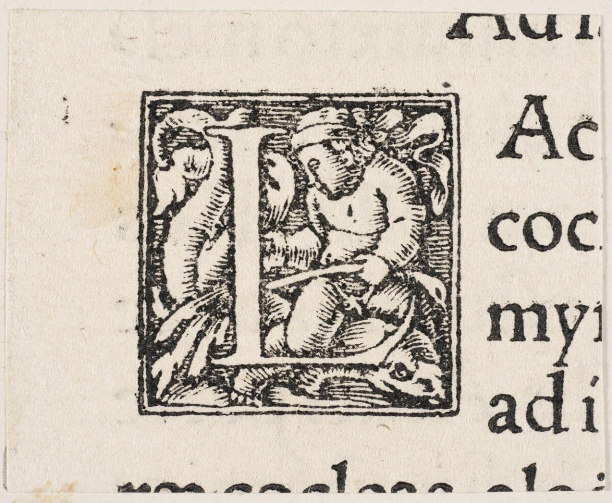 Woodcut Illuminated Letter I