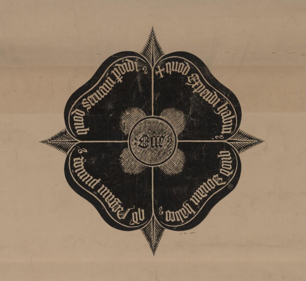 Vintage Gothic Text Emblem Woodcut