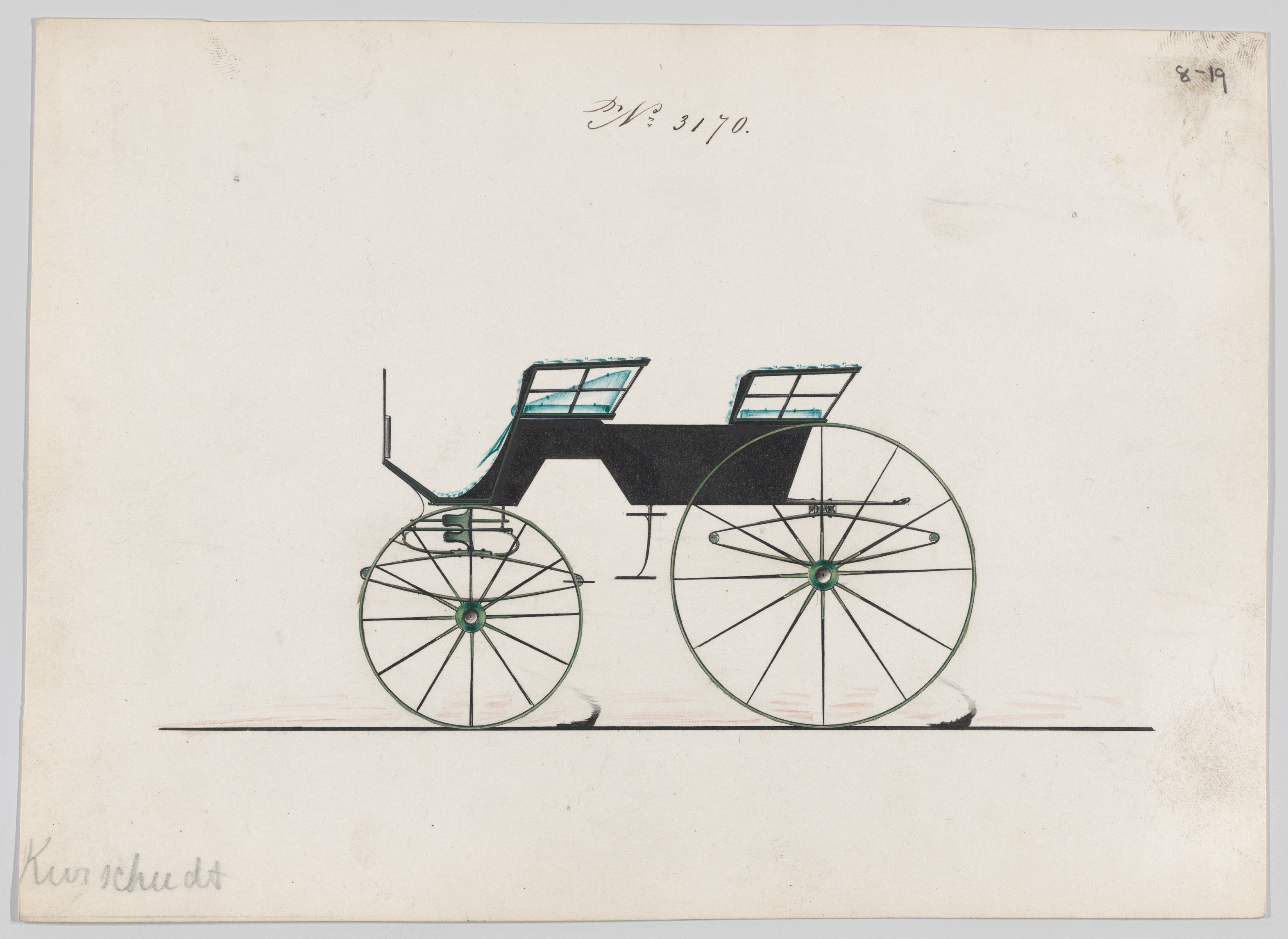 Vintage Horse Carriage Design Drawing