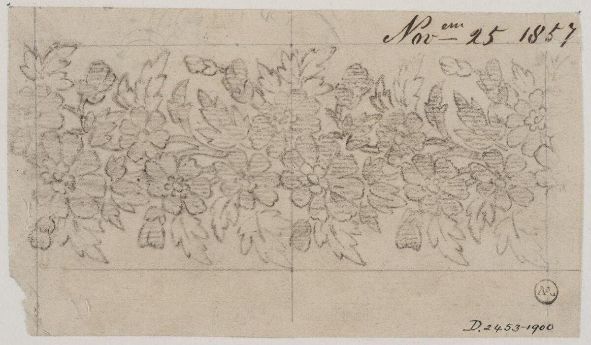 1857 Floral Pattern Pencil Sketch