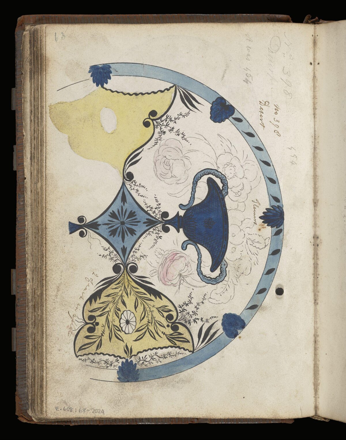 Decorative Plate Design on Antique Sketchbook Page