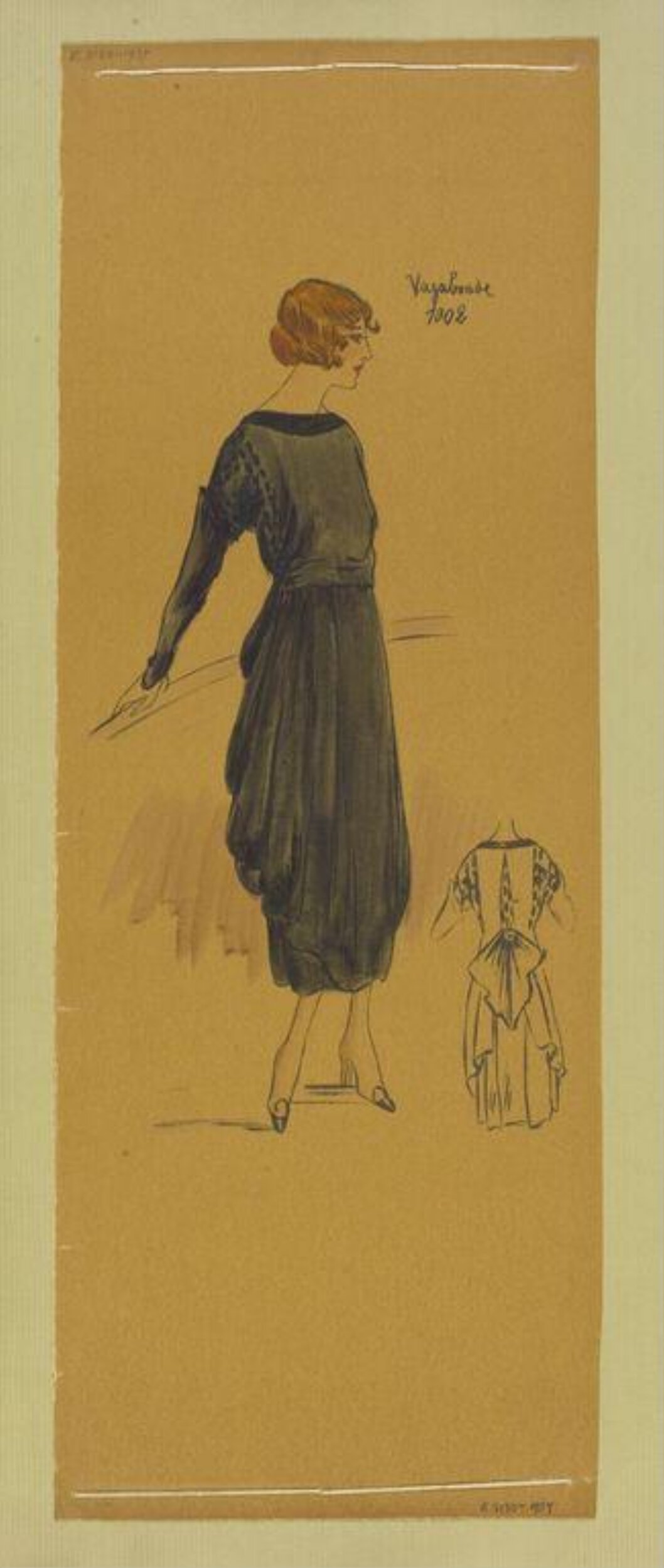 Vintage Black Dress Fashion Sketch
