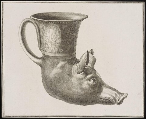 Engraved Boar Head Shaped Cup