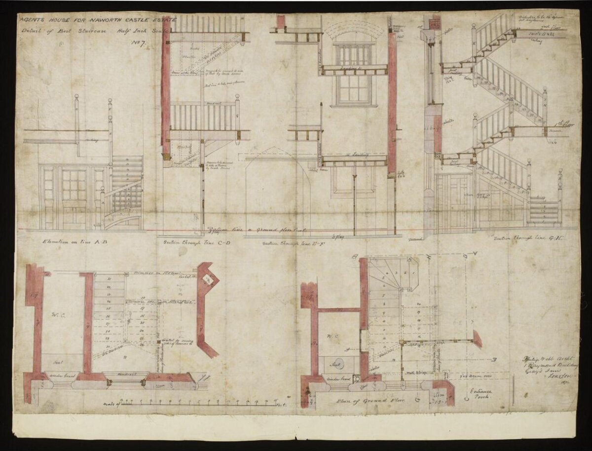 Naworth Castle Back Staircase Blueprint