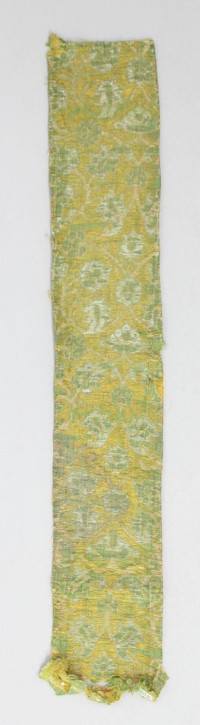 Green Yellow Patterned Antique Textile Fragment