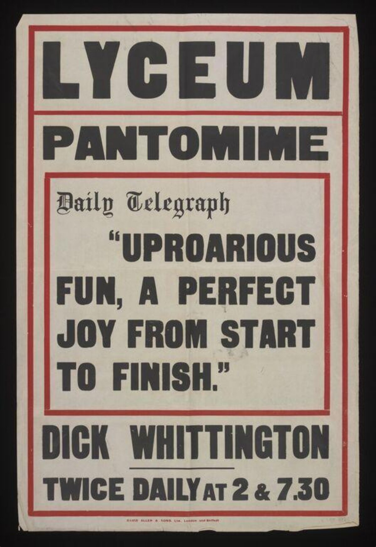 Vintage Lyceum Pantomime Performance Poster