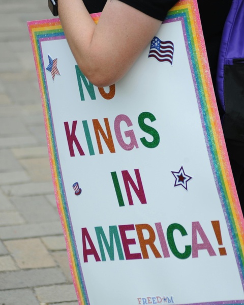 No Kings In America Protest Sign