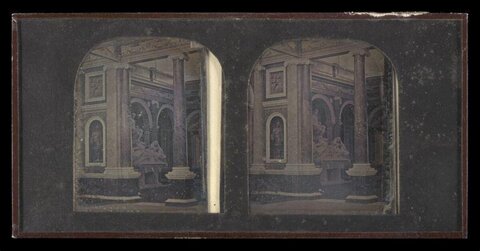 Stereocard of Classical Building Interior