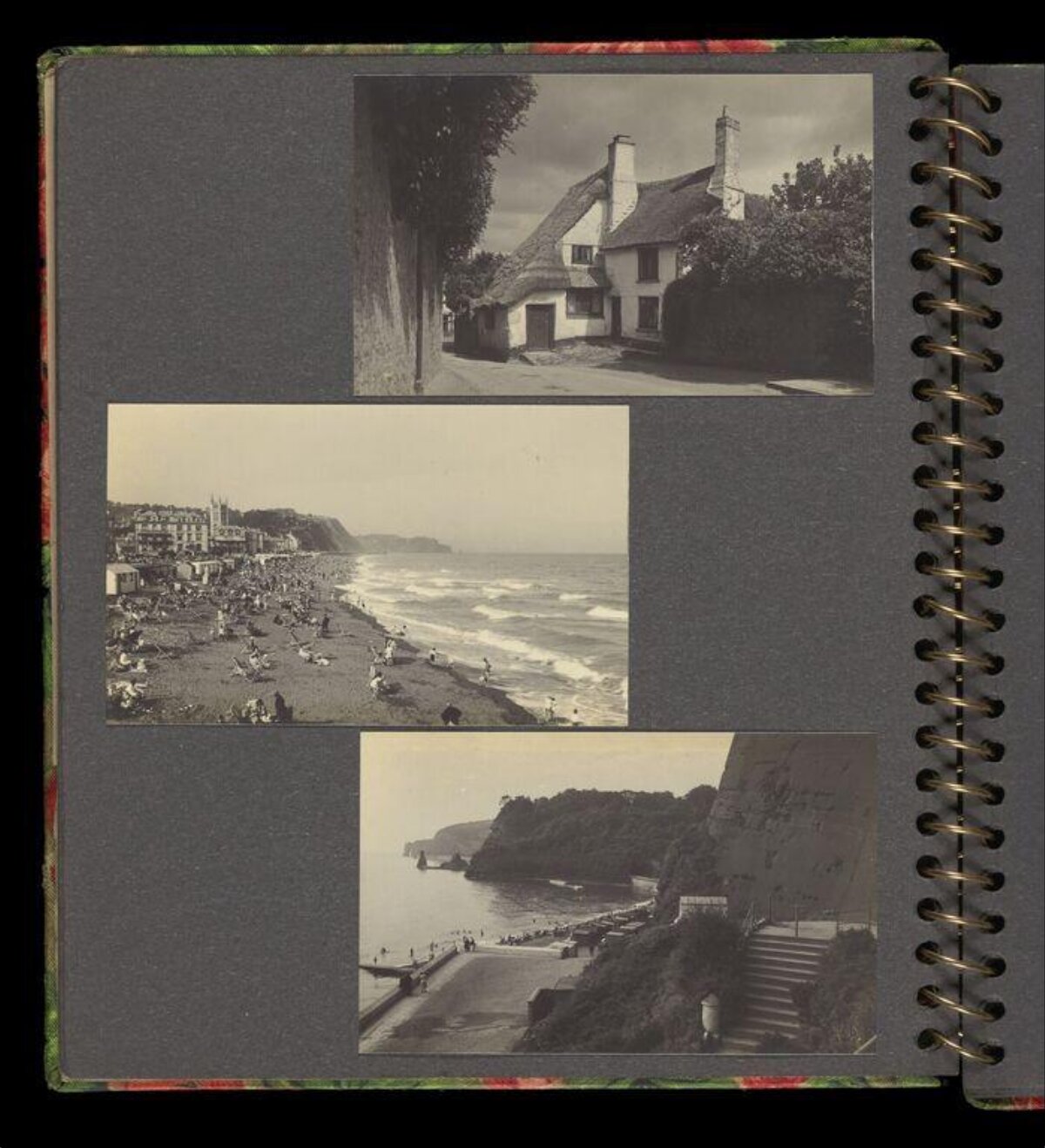 Vintage Photo Album with Old Coastal Scenes