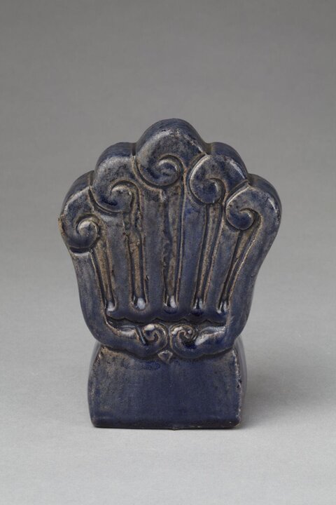 Blue Glazed Cloud Pattern Ceramic Ornament