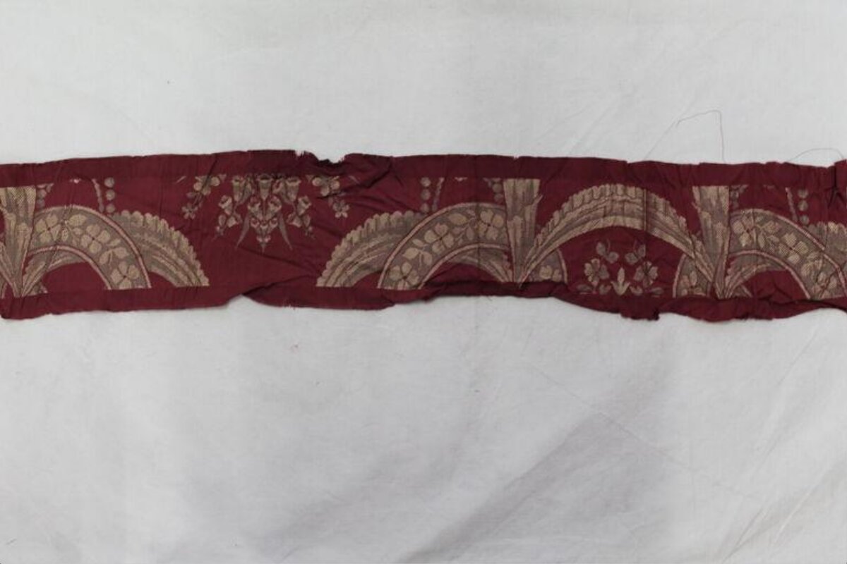 Antique Red Embroidered Textile Fragment