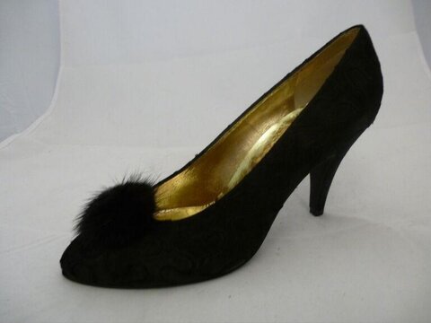 Black Pom Pom High Heel Pump