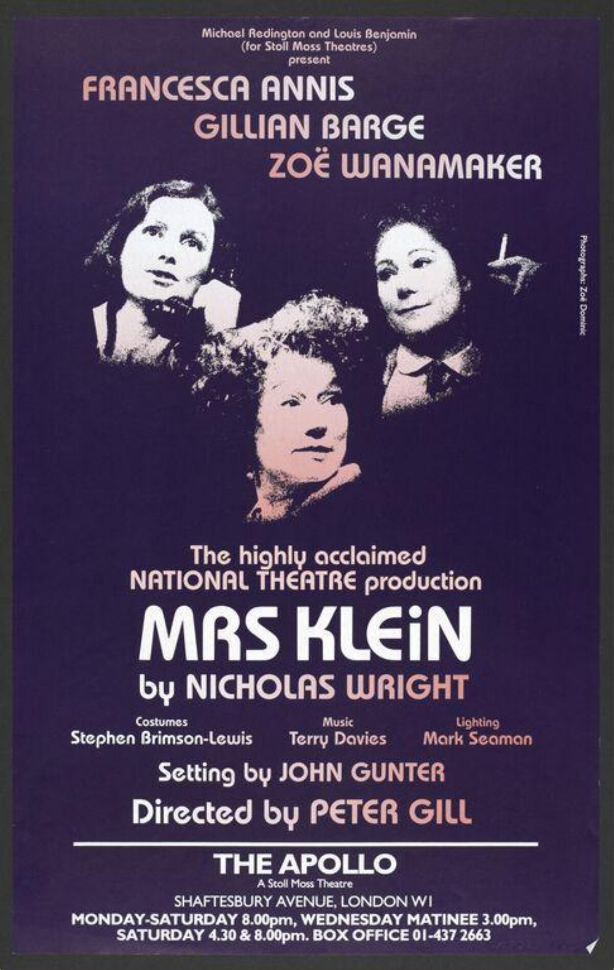 Mrs Klein London Theatre Poster