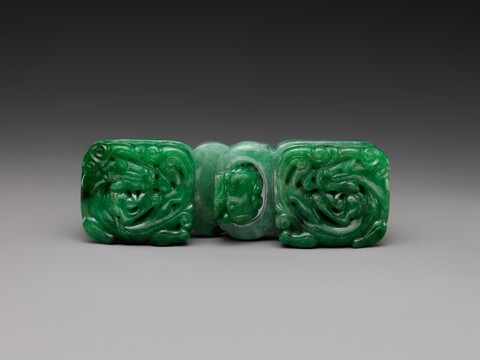 Carved Green Jadeite Belt Buckle