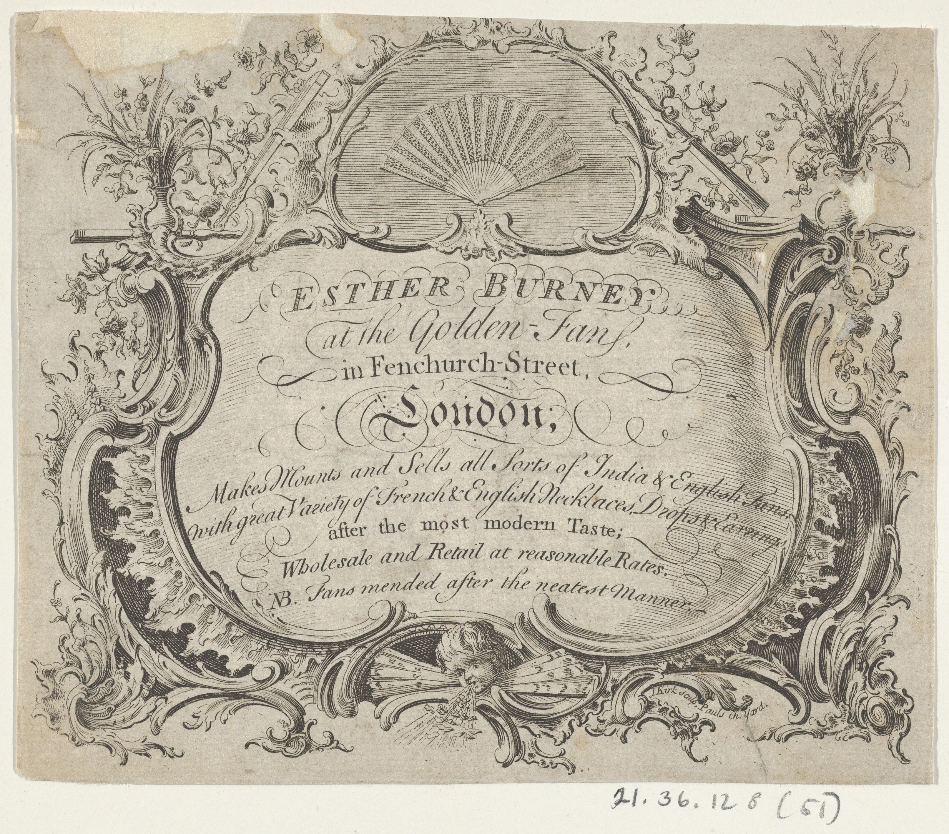 Antique London Fan Shop Trade Card