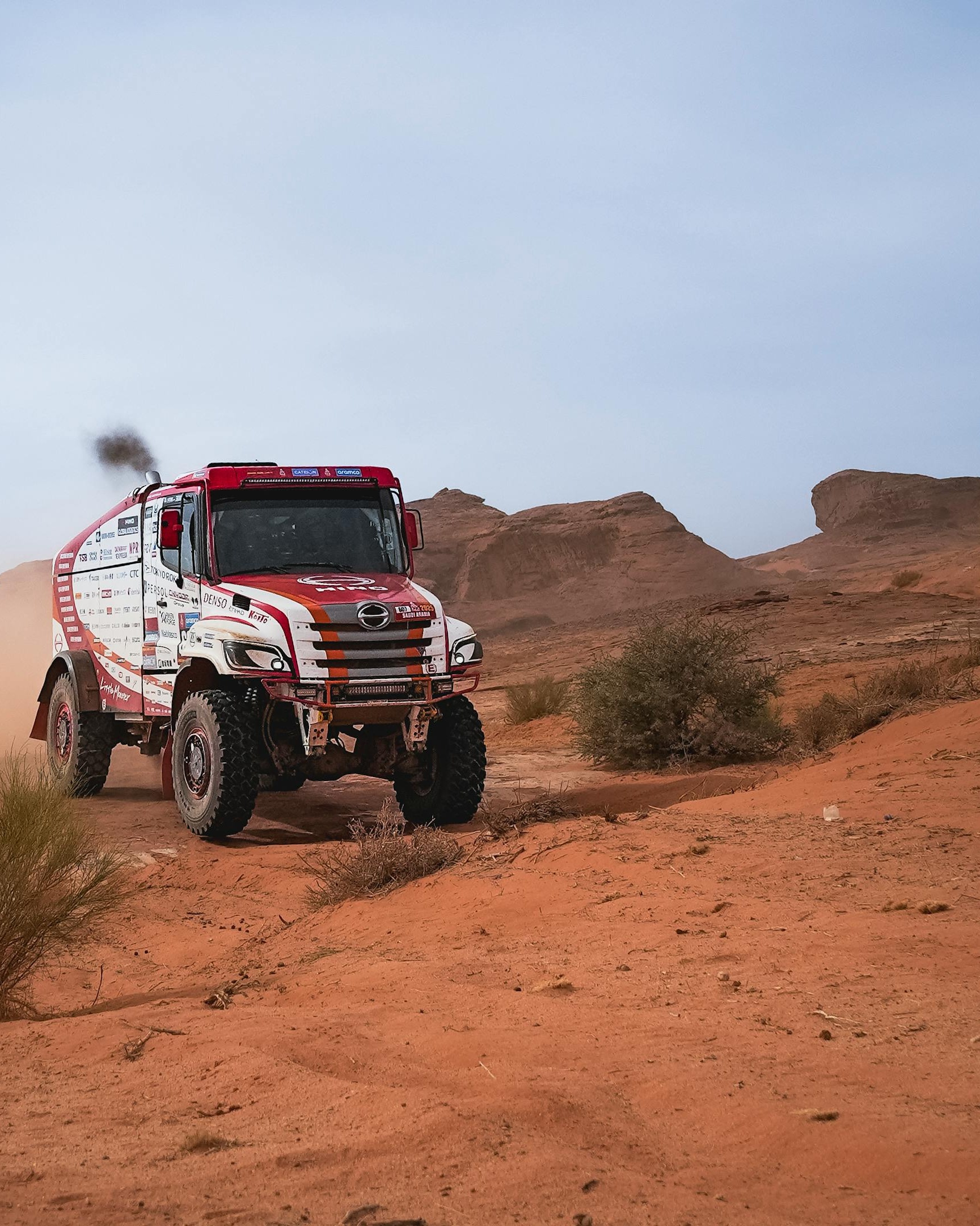 Rally Truck Driving Through Desert