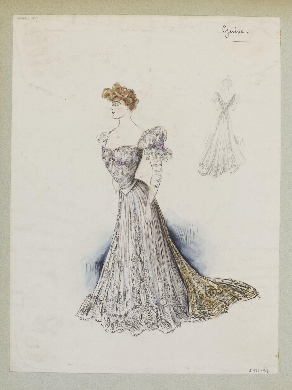 Vintage Evening Gown Design Sketch