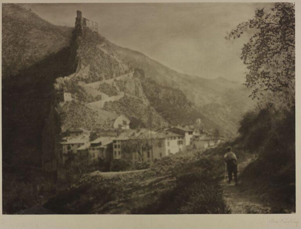 Village Beneath Mountain Castle Ruin