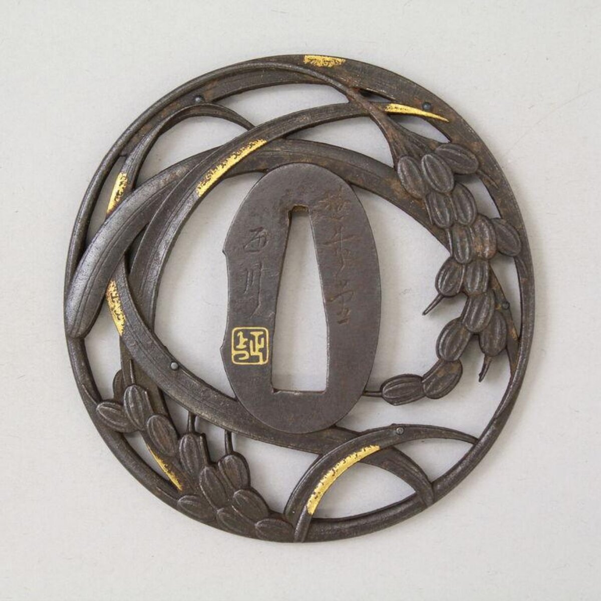 Iron Rice Pattern Japanese Sword Tsuba