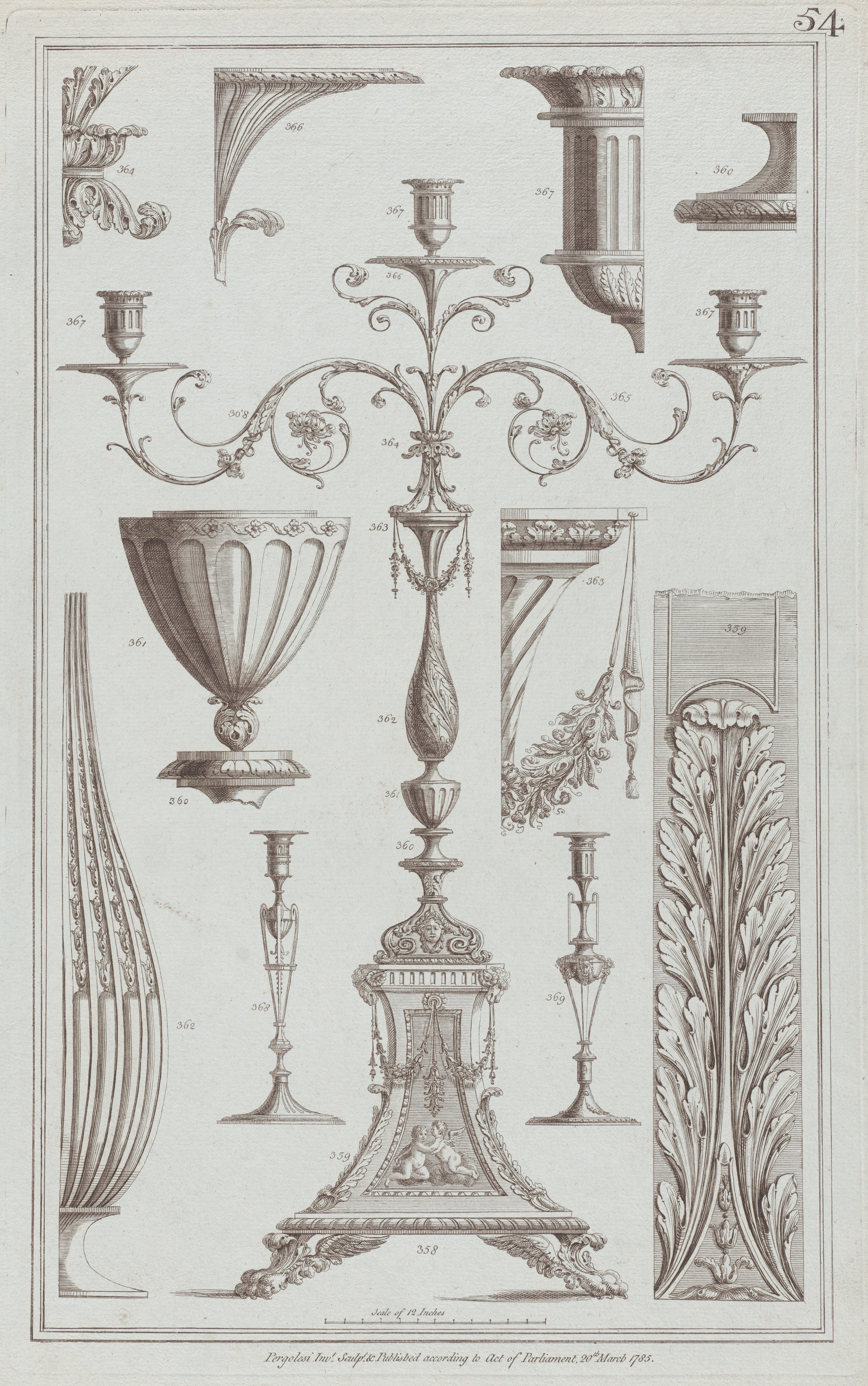 1783 Decorative Ornament Design Engraving