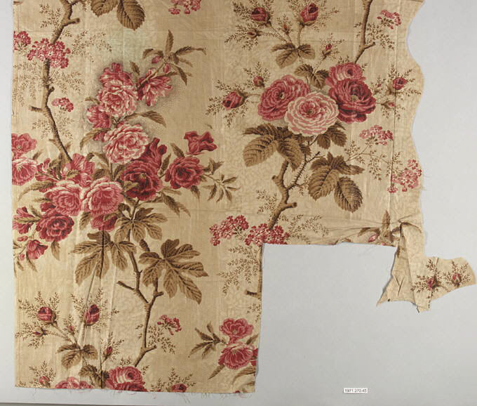 Vintage Rose Printed Fabric Fragment