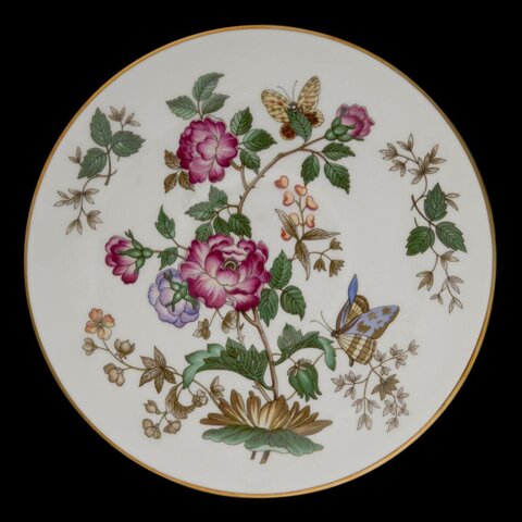 Floral Butterfly Decorated Porcelain Plate