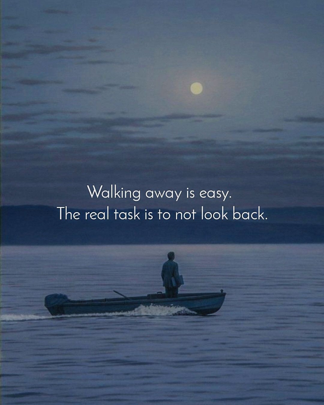 Man in Boat on Moonlit Night Sea