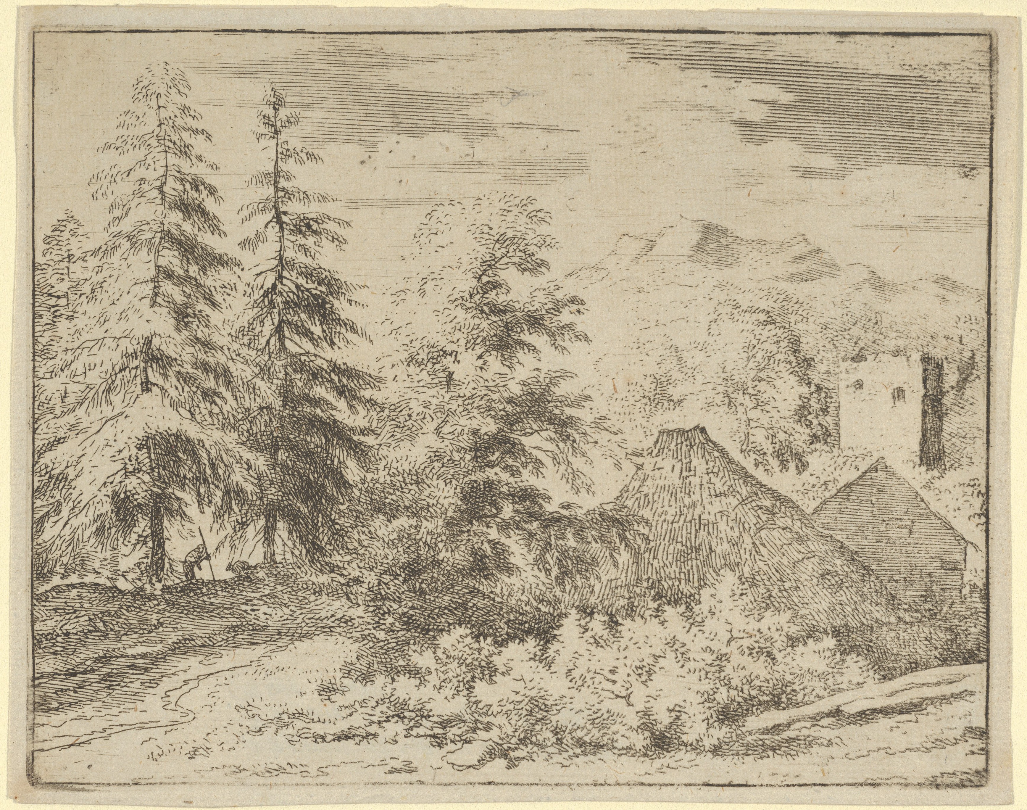 Forest Landscape with Thatched Huts