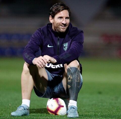 Lionel Messi on Soccer Training Field