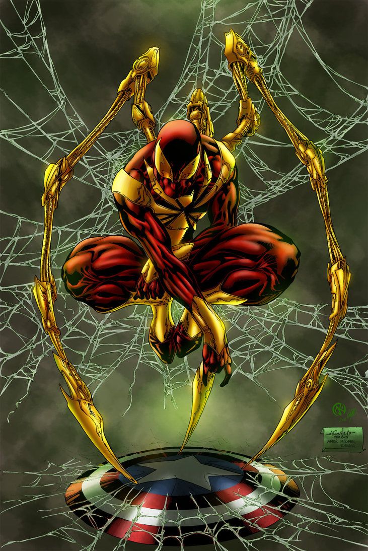 Iron Spider over Captain America's Shield
