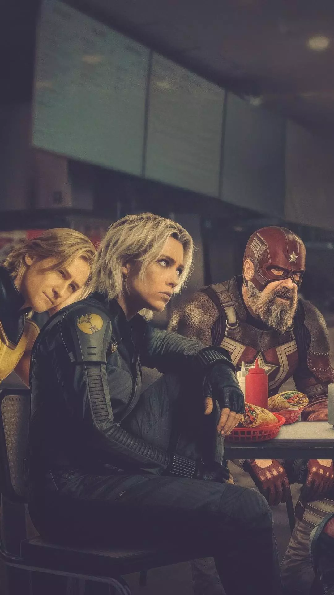 Three Captain America Variants at Diner
