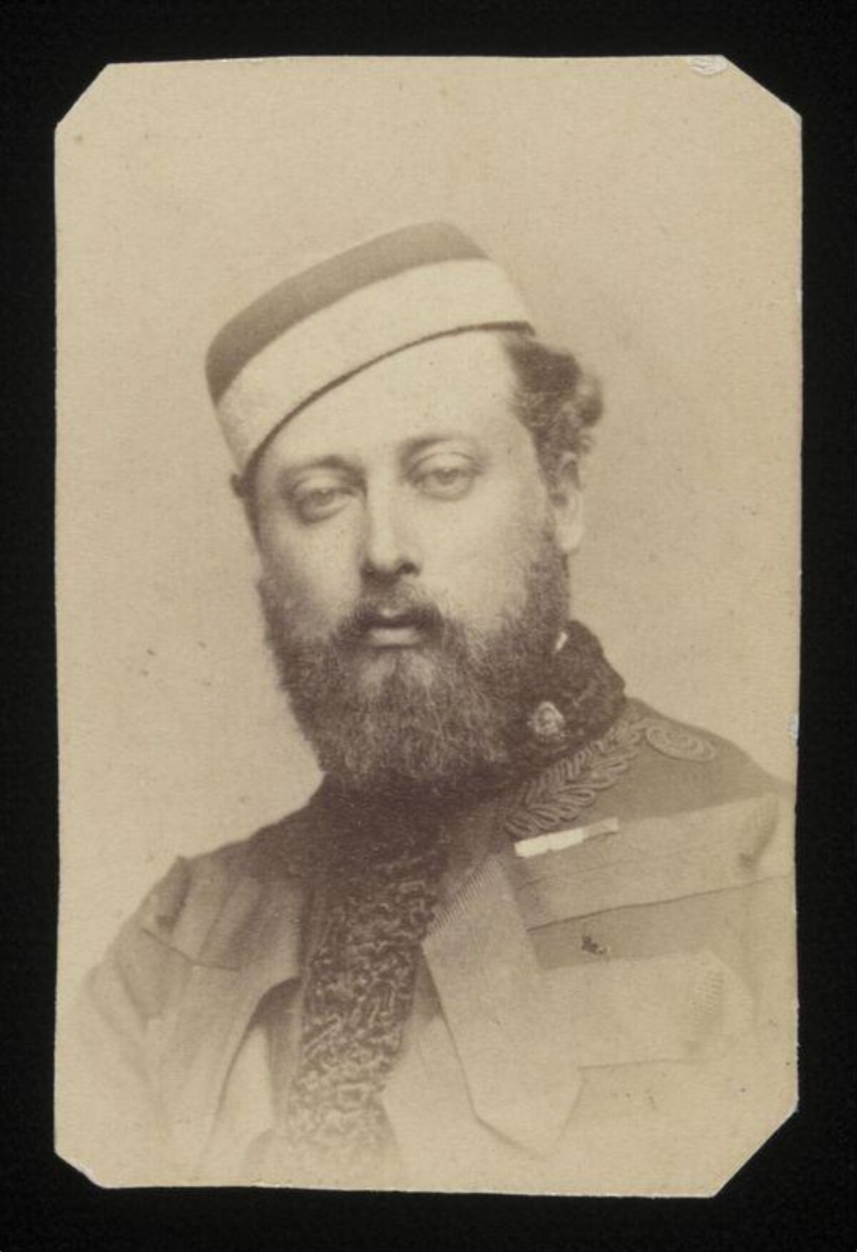 Vintage Portrait of Bearded Man in Fez