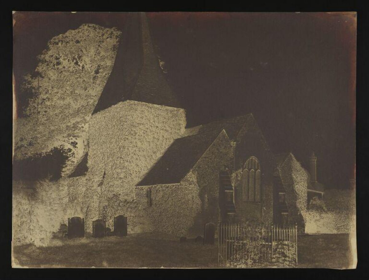 Vintage View of Old Church Graveyard