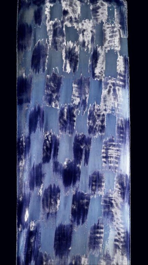Blue Brushstroke Checkered Textile
