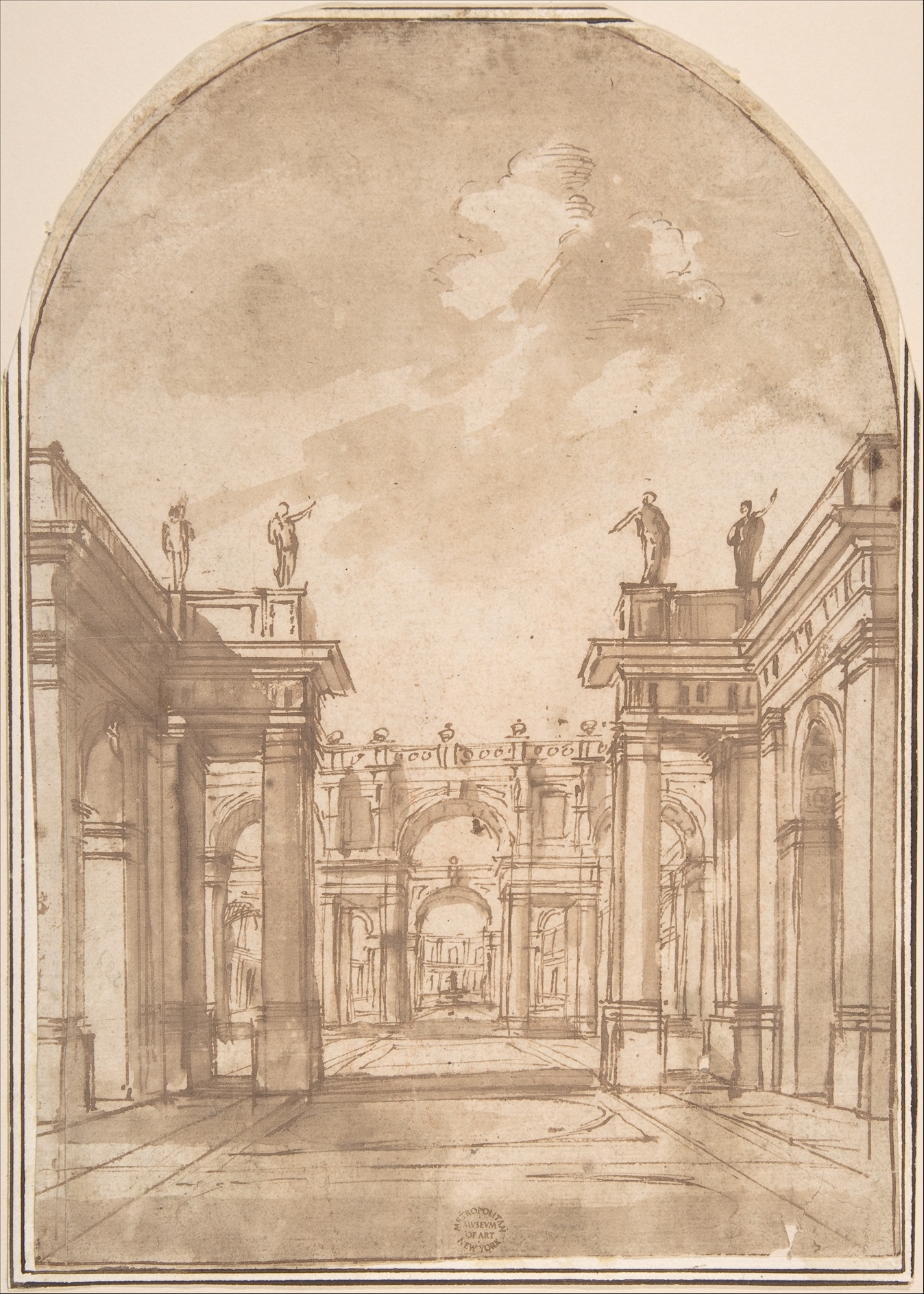 Classical Architectural Perspective Sketch