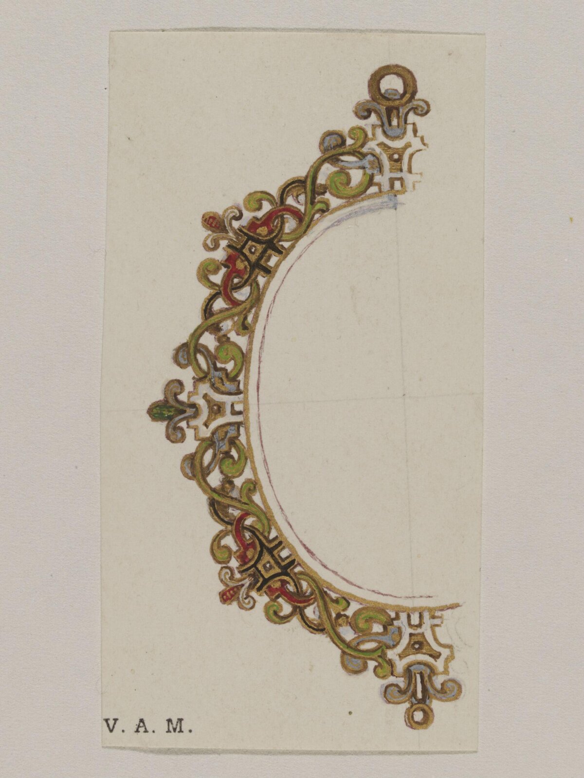 Ornate Half Circular Decorative Frame Sketch