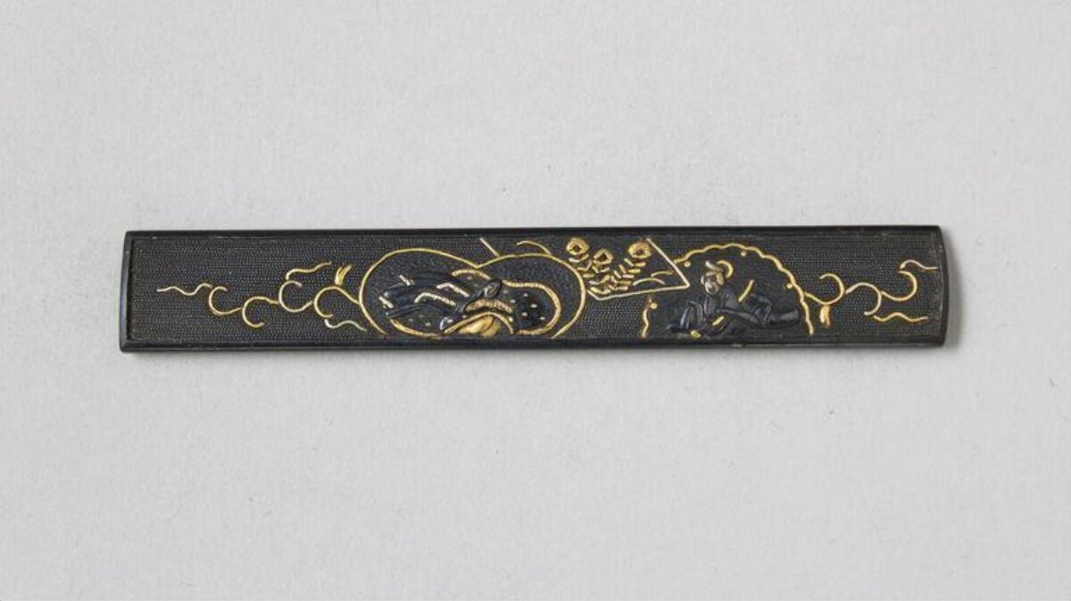 Gold-inlaid Japanese Kozuka