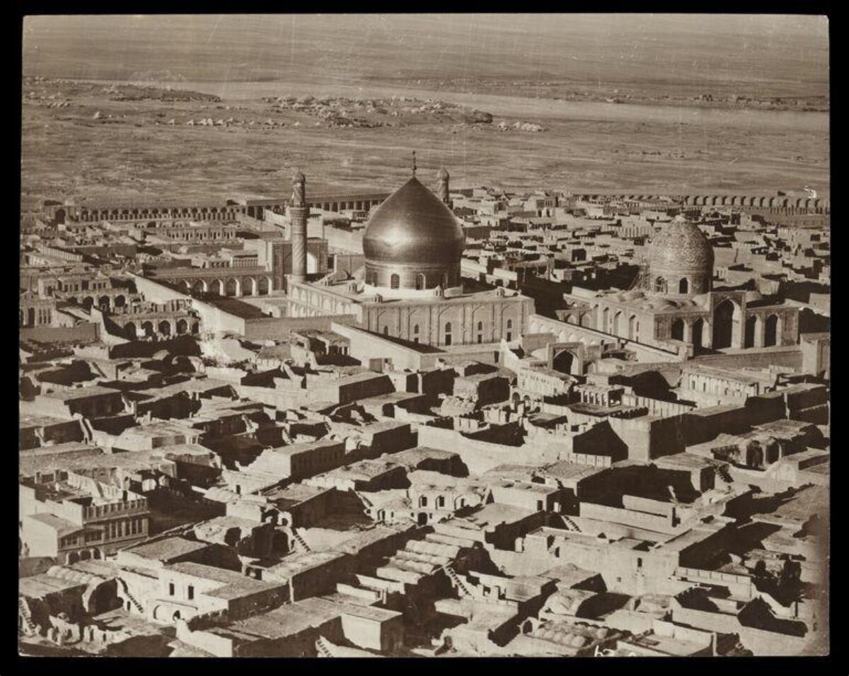 Vintage Aerial View of Islamic Shrine City