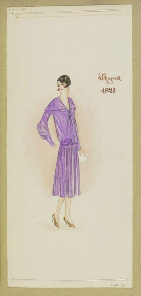1922 Purple Dress Fashion Sketch