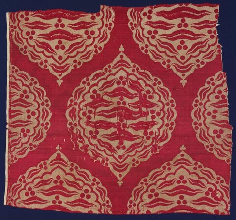 Antique Red Patterned Textile Fragment