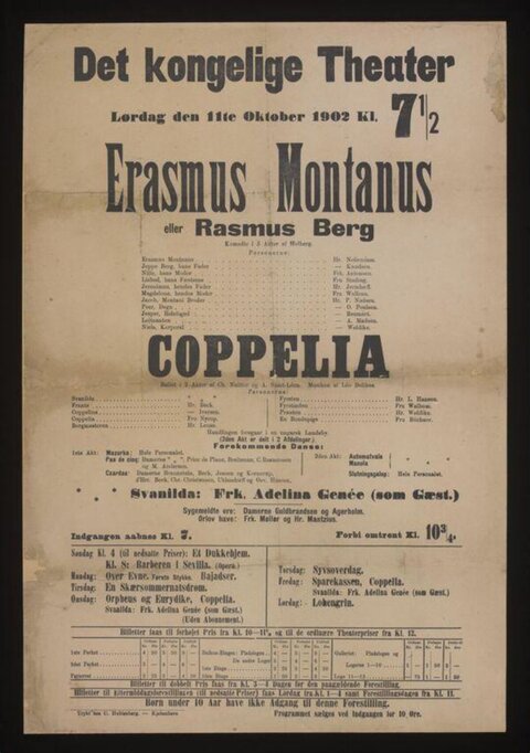 1902 Danish Royal Theater Playbill