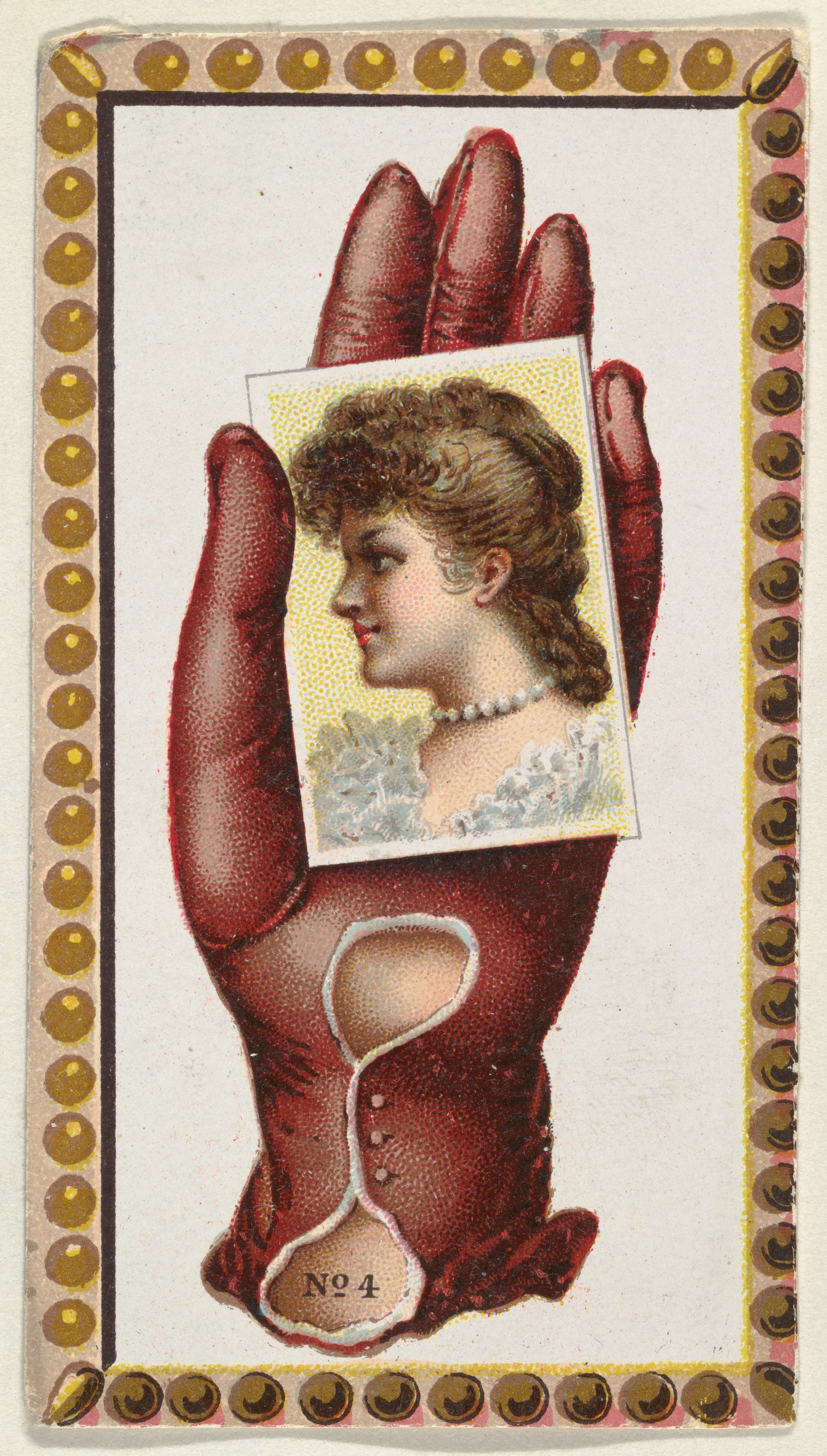 Vintage Red Glove Holding Portrait Card
