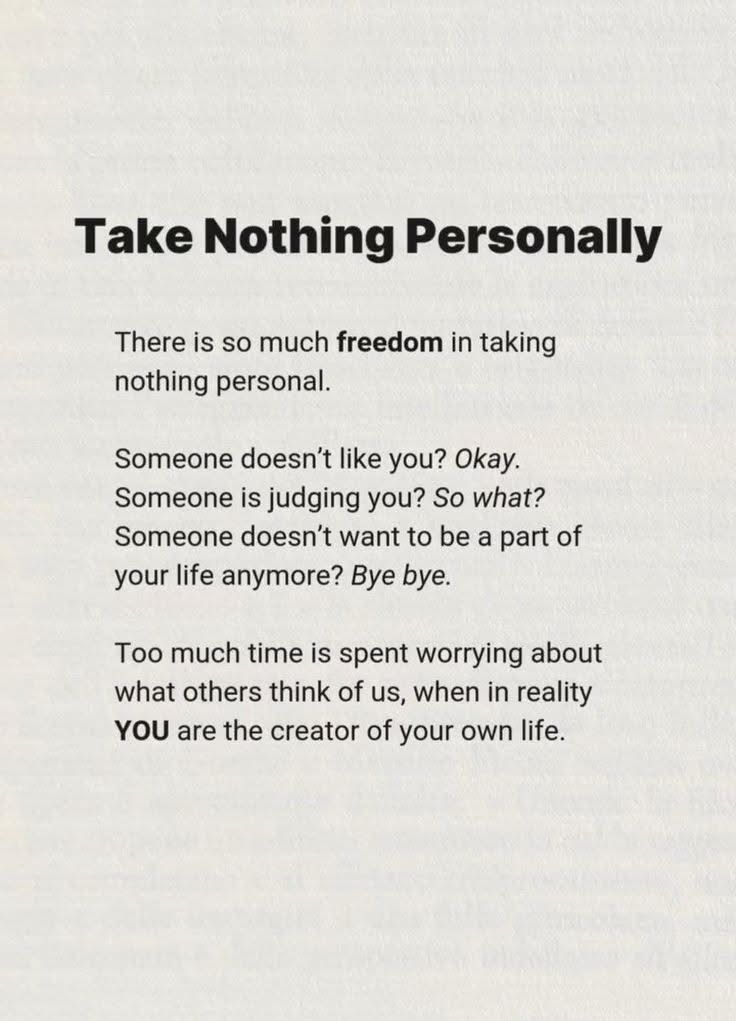 Take Nothing Personally Motivational Quote
