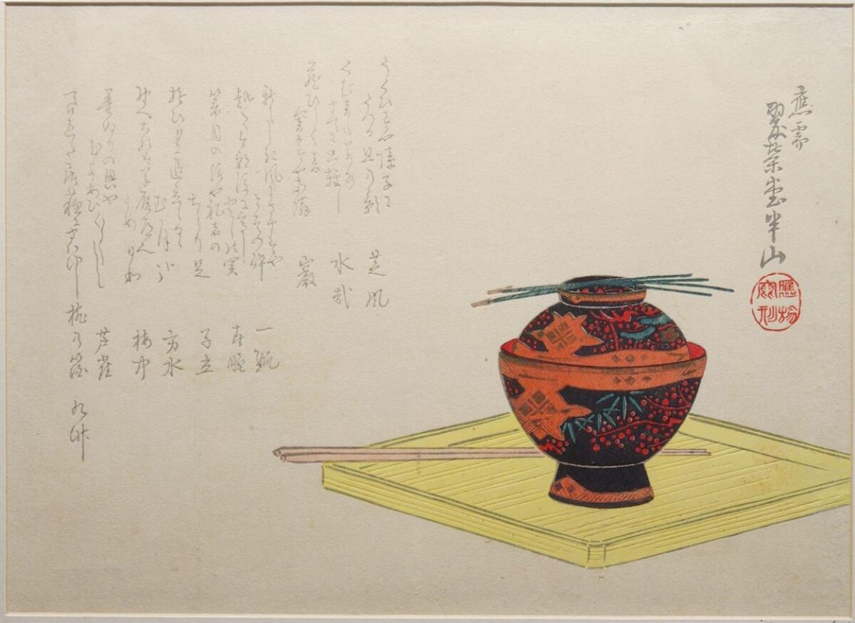 Japanese Print of Decorated Lidded Bowl