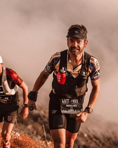 Trail Runner Competing in Uphill Race